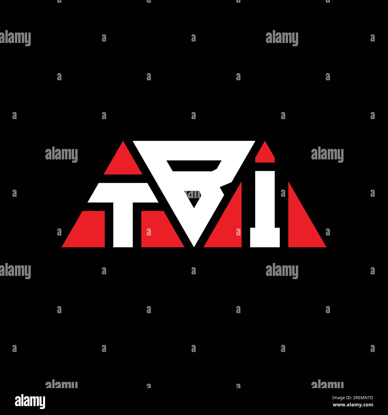 TBI triangle letter logo design with triangle shape. TBI triangle logo design monogram. TBI triangle vector logo template with red color. TBI triangul Stock Vector