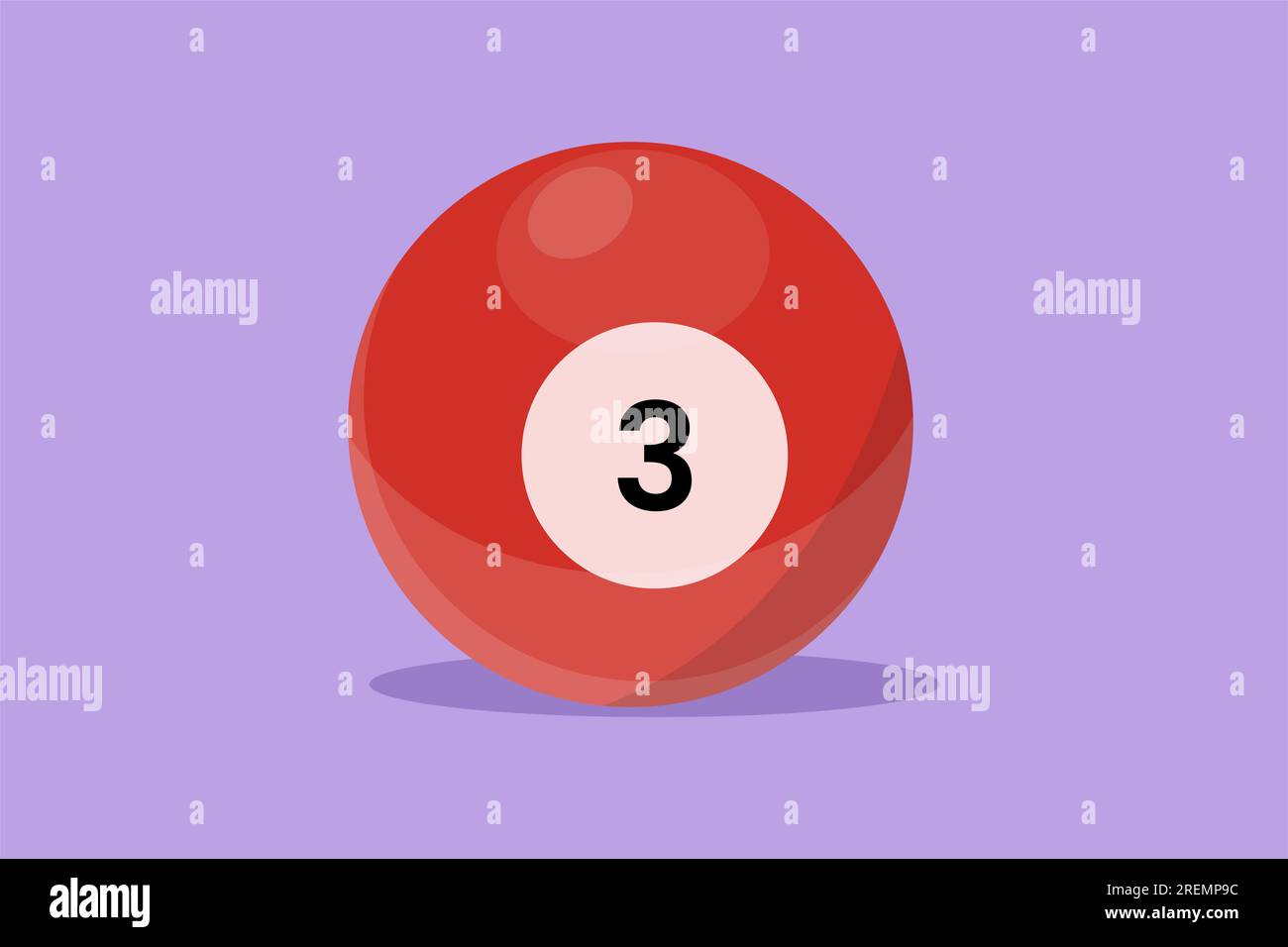 Cartoon flat style drawing billiard ball number 3 logo, label, template, symbol. Balls billiards