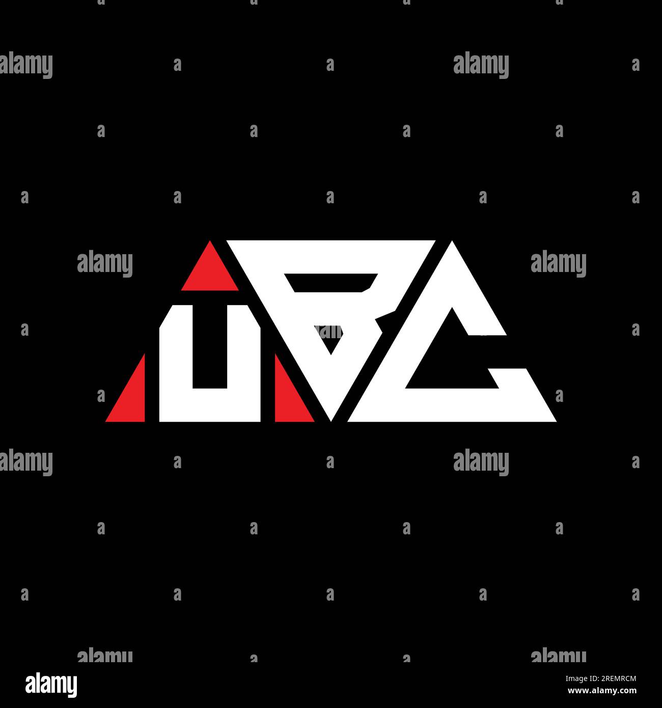 UBC triangle letter logo design with triangle shape. UBC triangle logo design monogram. UBC triangle vector logo template with red color. UBC triangul Stock Vector