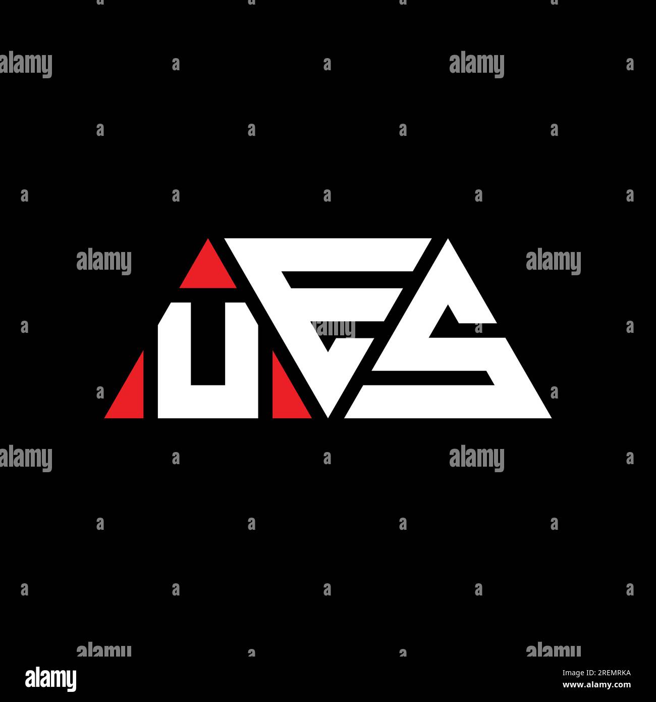 UES triangle letter logo design with triangle shape. UES triangle logo