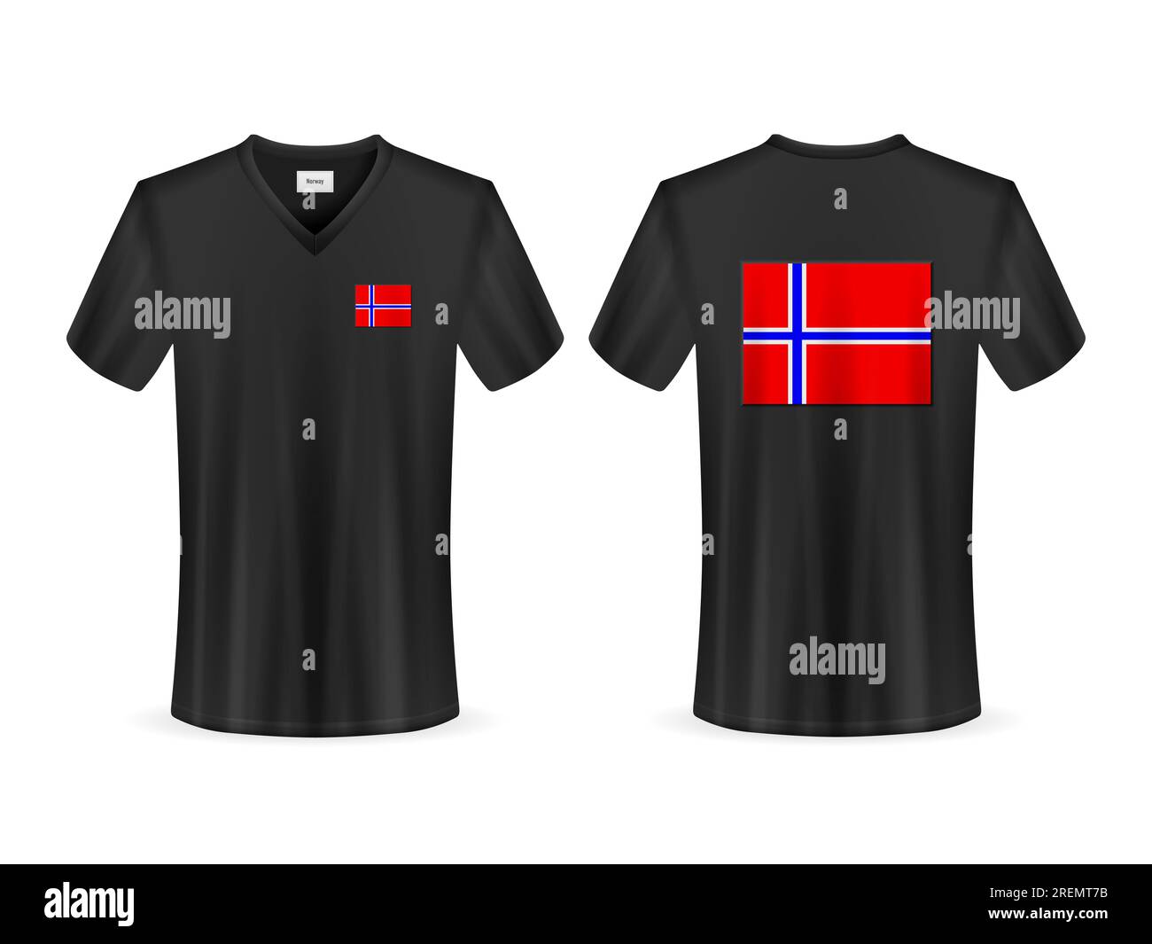 T-shirt with Norway flag on a white background. Vector illustration. Stock Photo