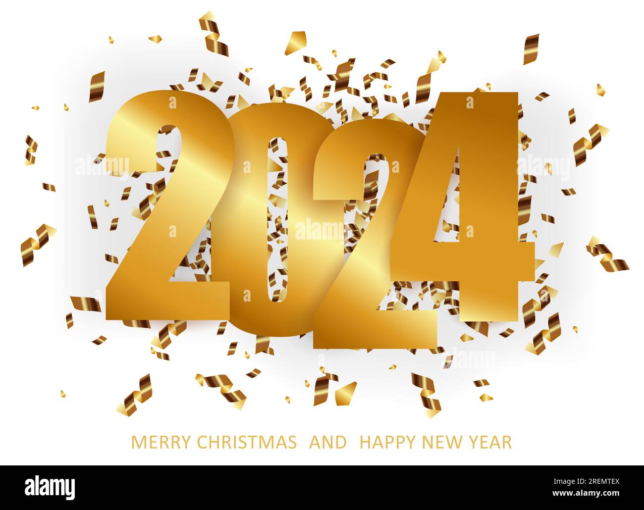 Happy New Year 2025. Numbers 2025 with golden confetti.. Festive