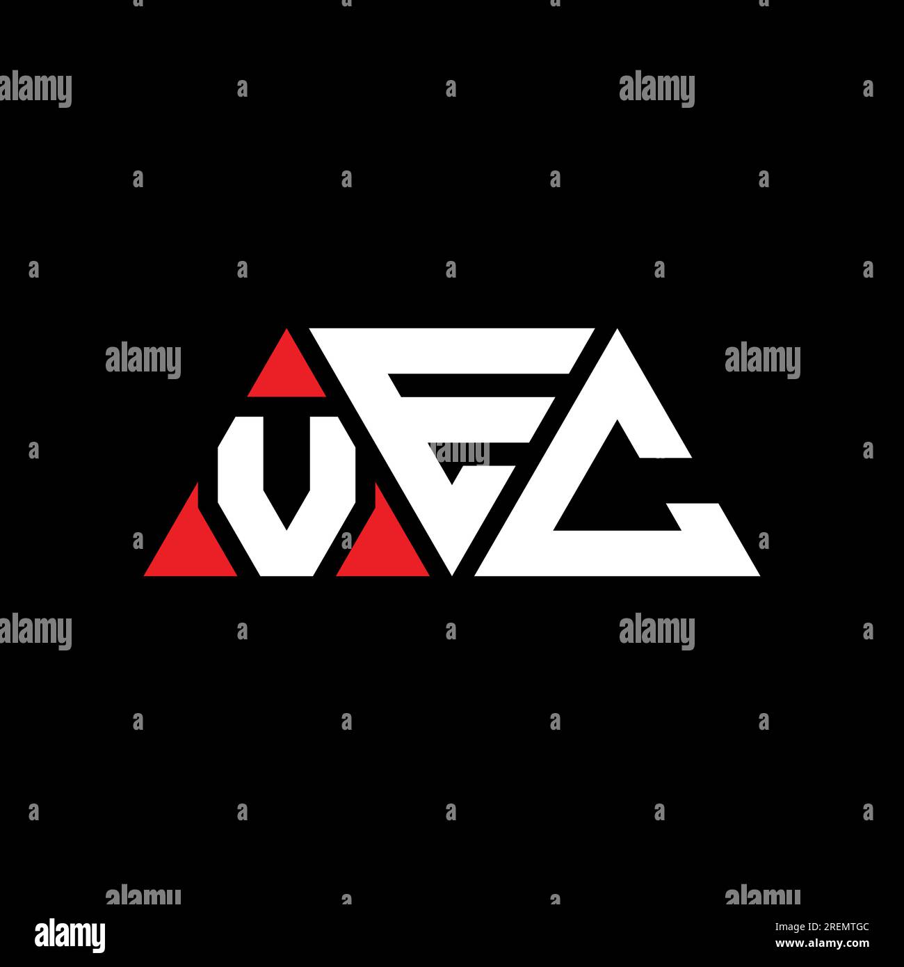 VEC triangle letter logo design with triangle shape. VEC triangle logo design monogram. VEC triangle vector logo template with red color. VEC triangul Stock Vector