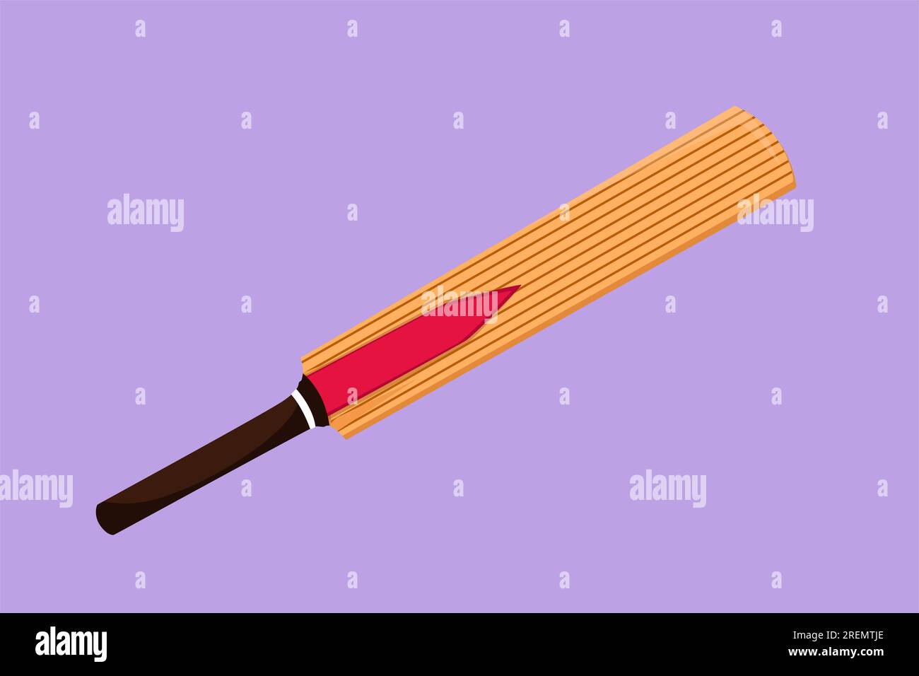 Character flat drawing traditional wood cricket bat. Wooden bat, game