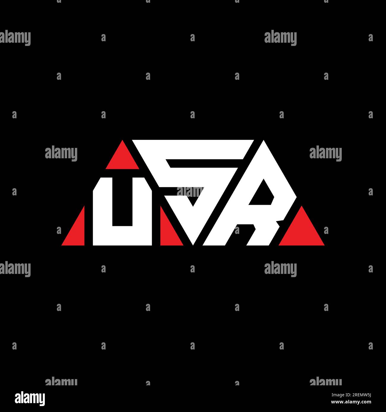 USR triangle letter logo design with triangle shape. USR triangle logo design monogram. USR triangle vector logo template with red color. USR triangul Stock Vector