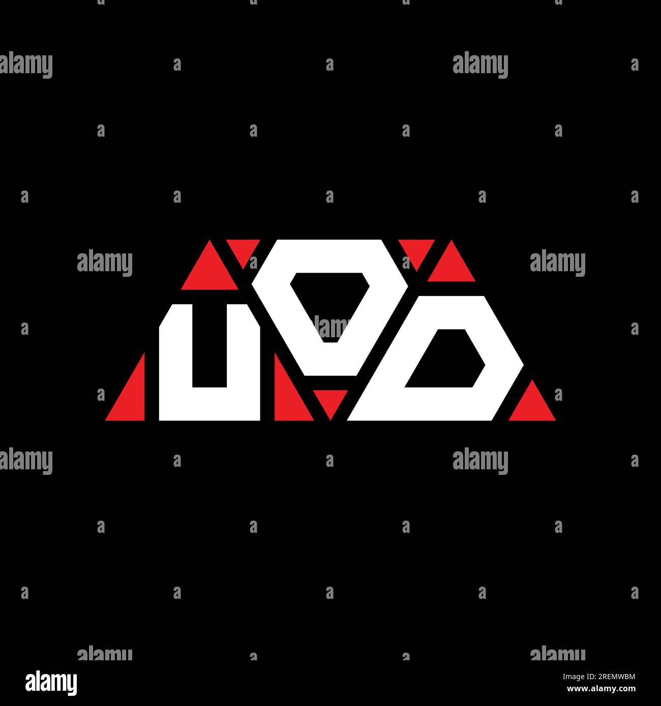 UOD triangle letter logo design with triangle shape. UOD triangle logo design monogram. UOD triangle vector logo template with red color. UOD triangul Stock Vector