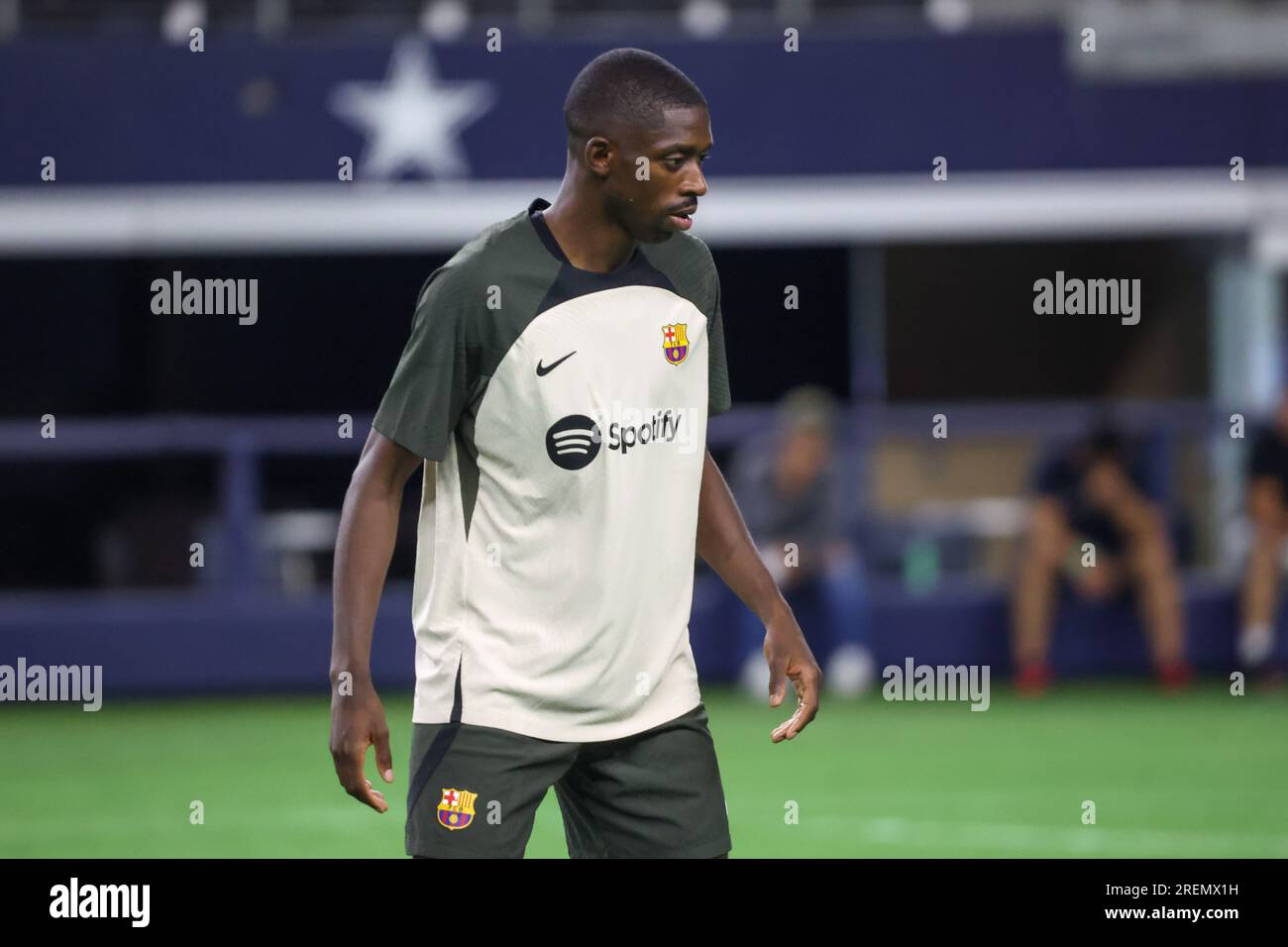 Dallas, United States. 28th July, 2023. Ousmane Dembélé of Barcelona during a training session at AT&T Stadium in Dallas in the United States this Friday, July 28. Tomorrow the team faces Real Madrid Credit: Brazil Photo Press/Alamy Live News Stock Photo