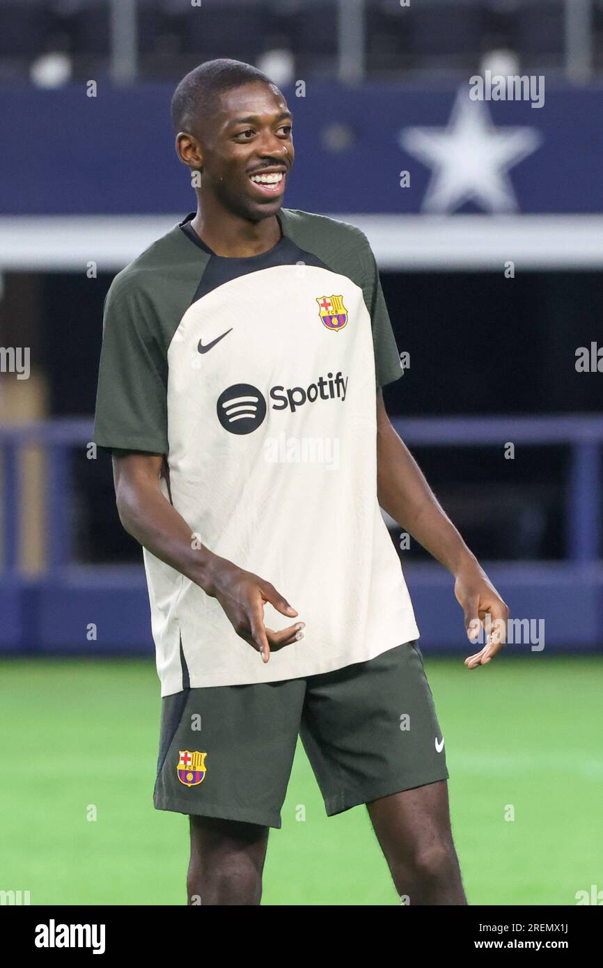 Dallas, United States. 28th July, 2023. Ousmane Dembélé of Barcelona during a training session at AT&T Stadium in Dallas in the United States this Friday, July 28. Tomorrow the team faces Real Madrid Credit: Brazil Photo Press/Alamy Live News Stock Photo