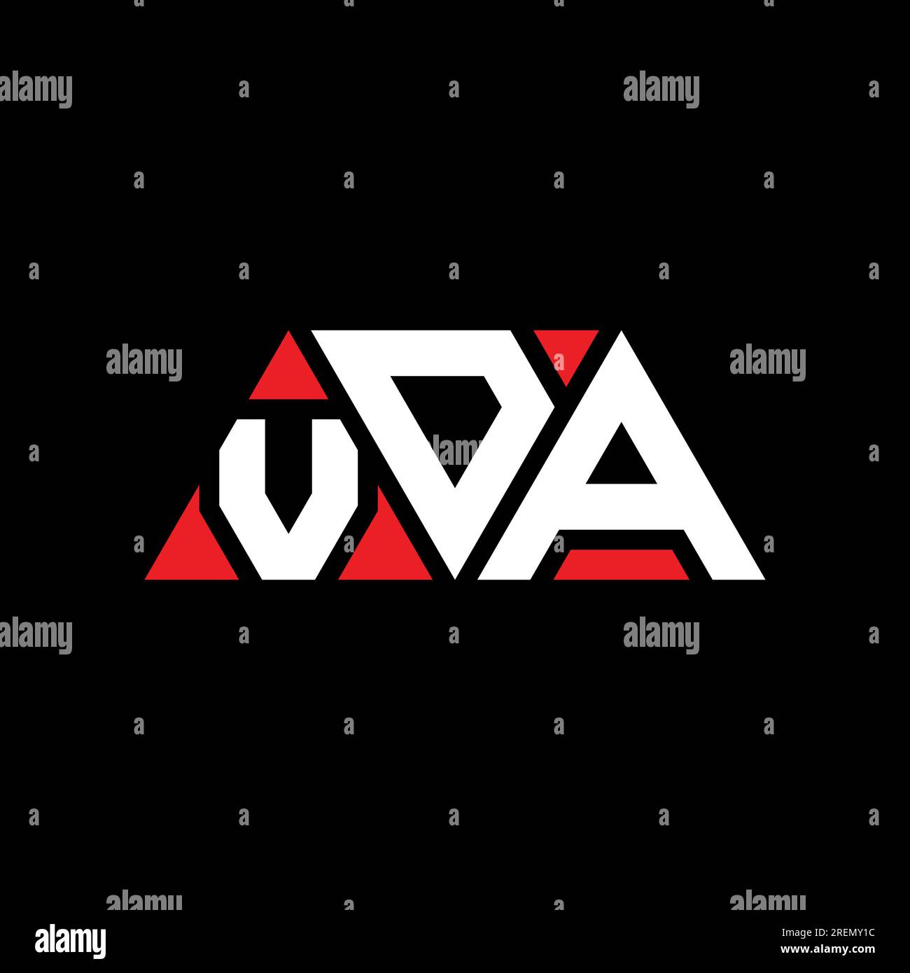 VDA triangle letter logo design with triangle shape. VDA triangle logo design monogram. VDA triangle vector logo template with red color. VDA triangul Stock Vector