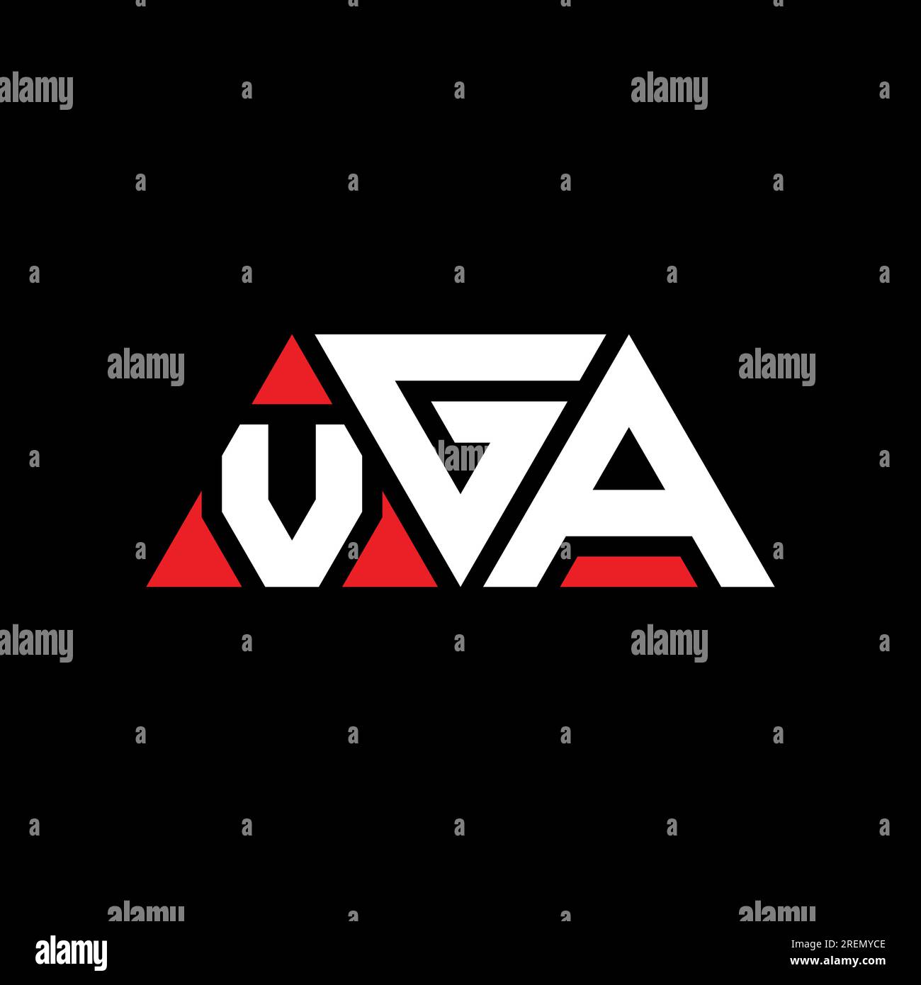 VGA triangle letter logo design with triangle shape. VGA triangle logo design monogram. VGA triangle vector logo template with red color. VGA triangul Stock Vector