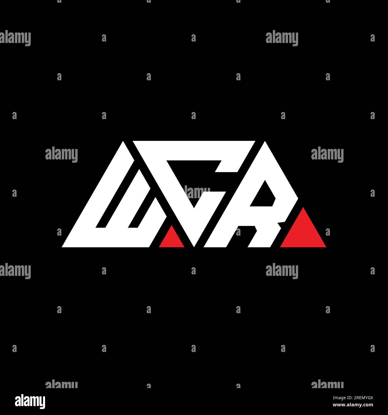 WCR triangle letter logo design with triangle shape. WCR triangle logo