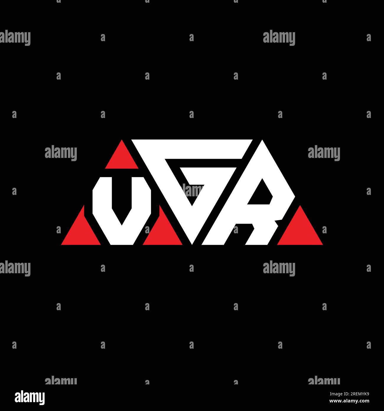 VGR triangle letter logo design with triangle shape. VGR triangle logo design monogram. VGR triangle vector logo template with red color. VGR triangul Stock Vector