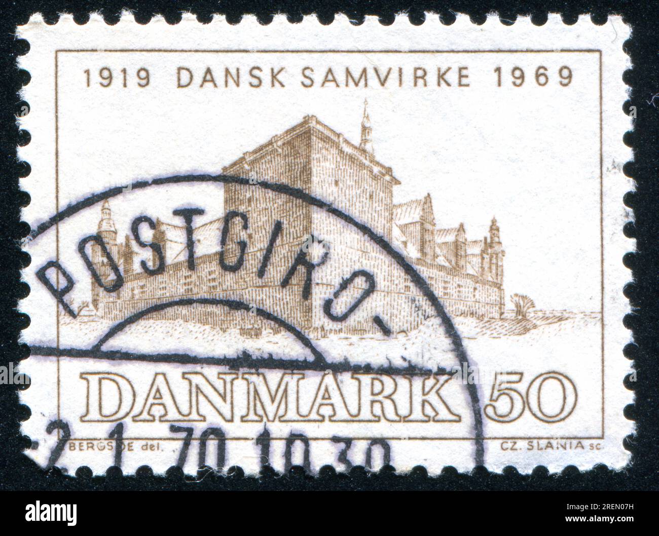 DENMARK - CIRCA 1969: stamp printed by Denmark, shows Kronborg Castle, circa 1969 Stock Photo