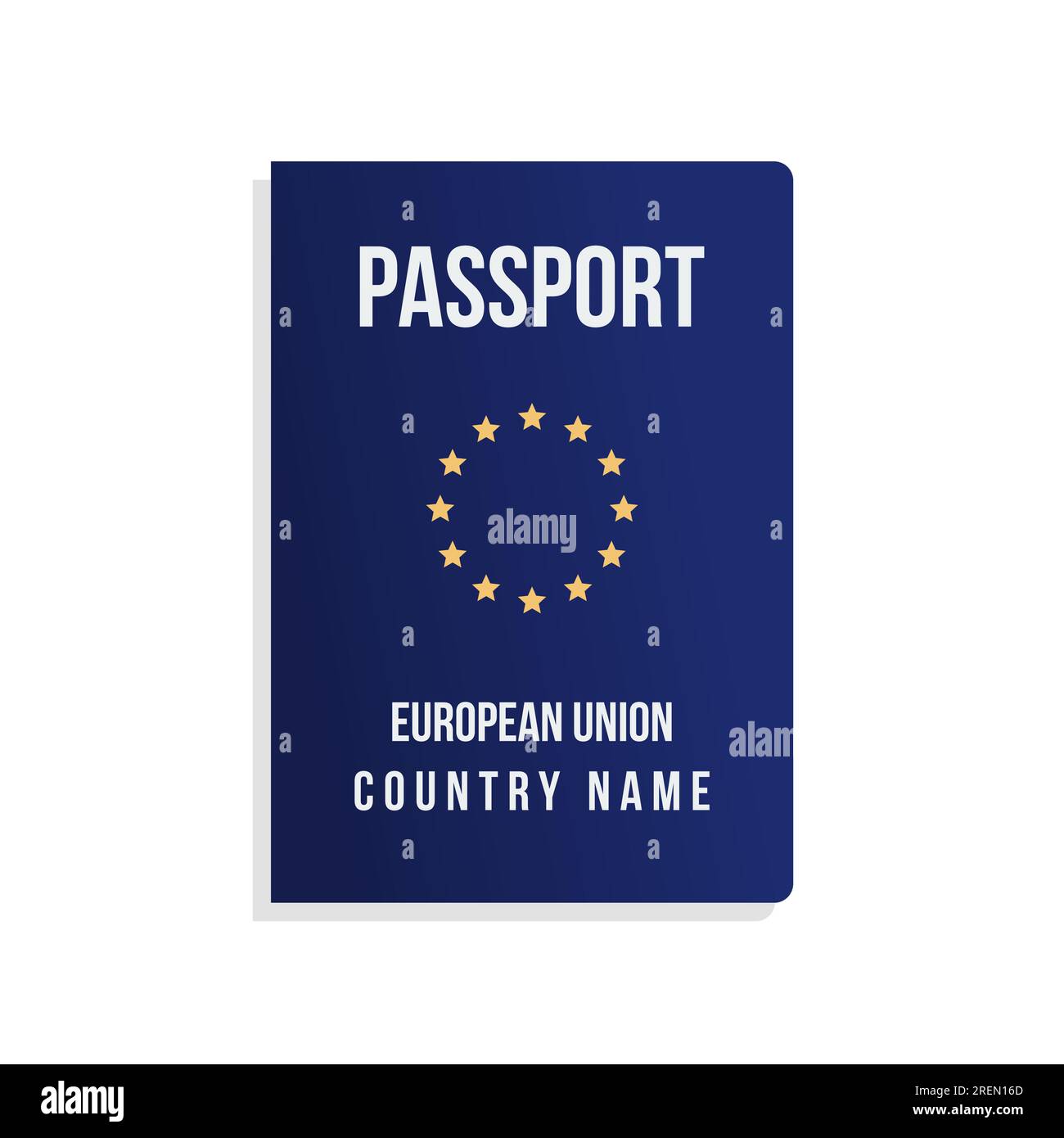 European Union EU passport cover template. Isolated blue international