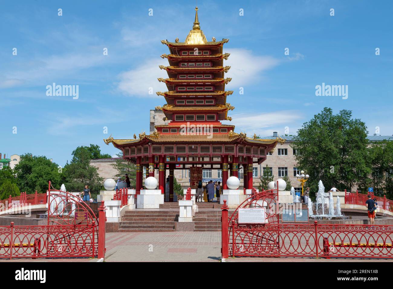 ELISTA, RUSSIA - JUNE 04, 2023: Buddhist pagoda 'Seven Days' on a sunny June day. Republic of Kalmykia Stock Photo