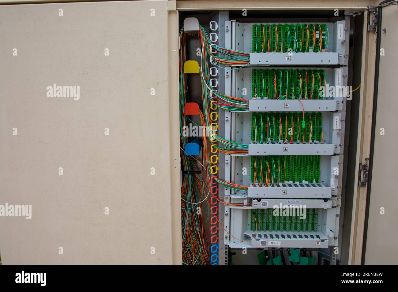 fiber network street box landline telephone wires switchboard