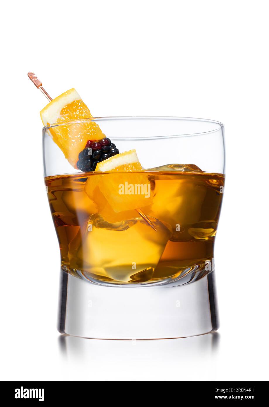 Old fashioned cocktail glass with ice cubes Stock Photo Alamy