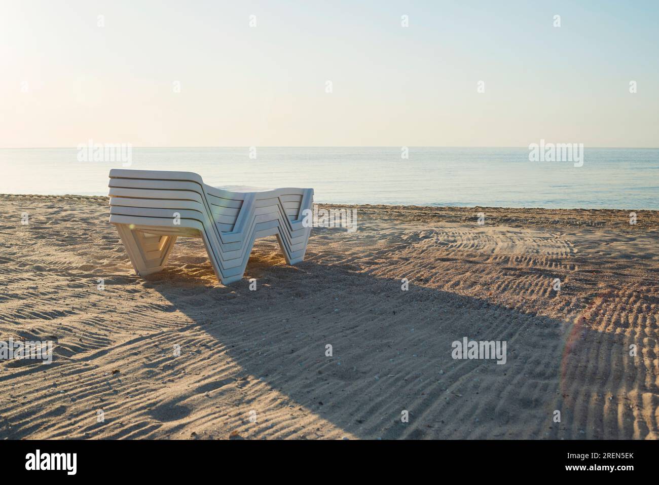 Lot empty deck chairs hi-res stock photography and images - Alamy