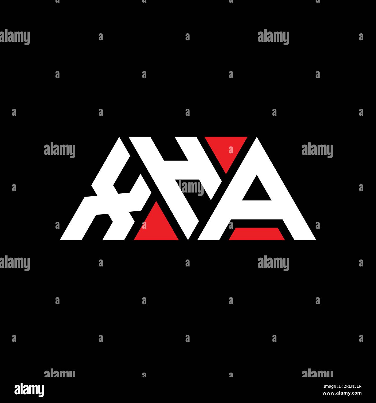 XHA triangle letter logo design with triangle shape. XHA triangle logo