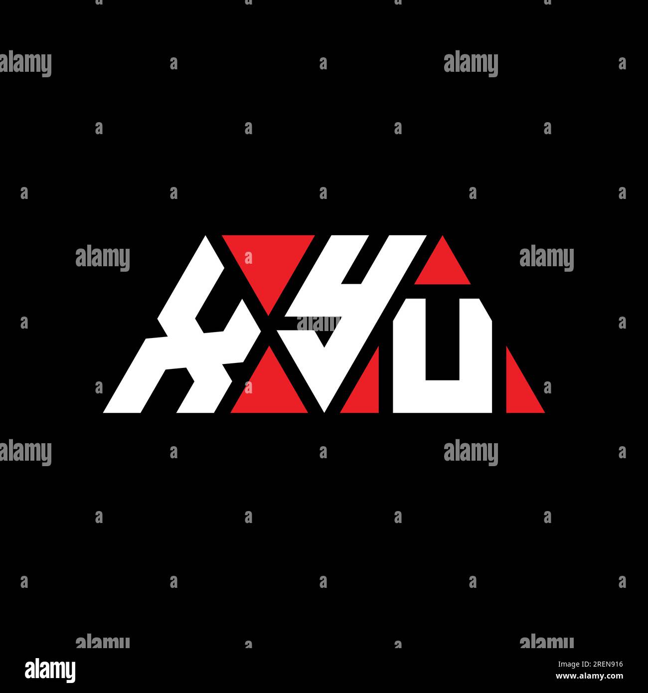 XYU triangle letter logo design with triangle shape. XYU triangle logo design monogram. XYU triangle vector logo template with red color. XYU triangul Stock Vector