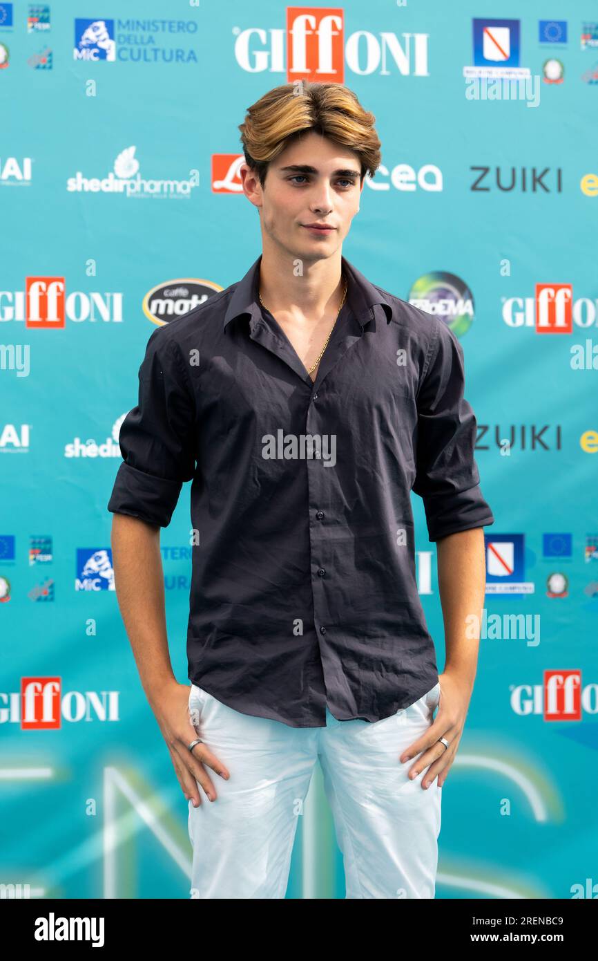 Giffoni Valle Piana, Salerno, Italy. 28th July, 2023. Italian actor Andrea Arru attends the photocall at Giffoni Film Festival 2023 on July 28, 2023 in Giffoni Valle Piana, Salerno, Italy (Credit Image: © Francesco Luciano/ZUMA Press Wire) EDITORIAL USAGE ONLY! Not for Commercial USAGE! Stock Photo