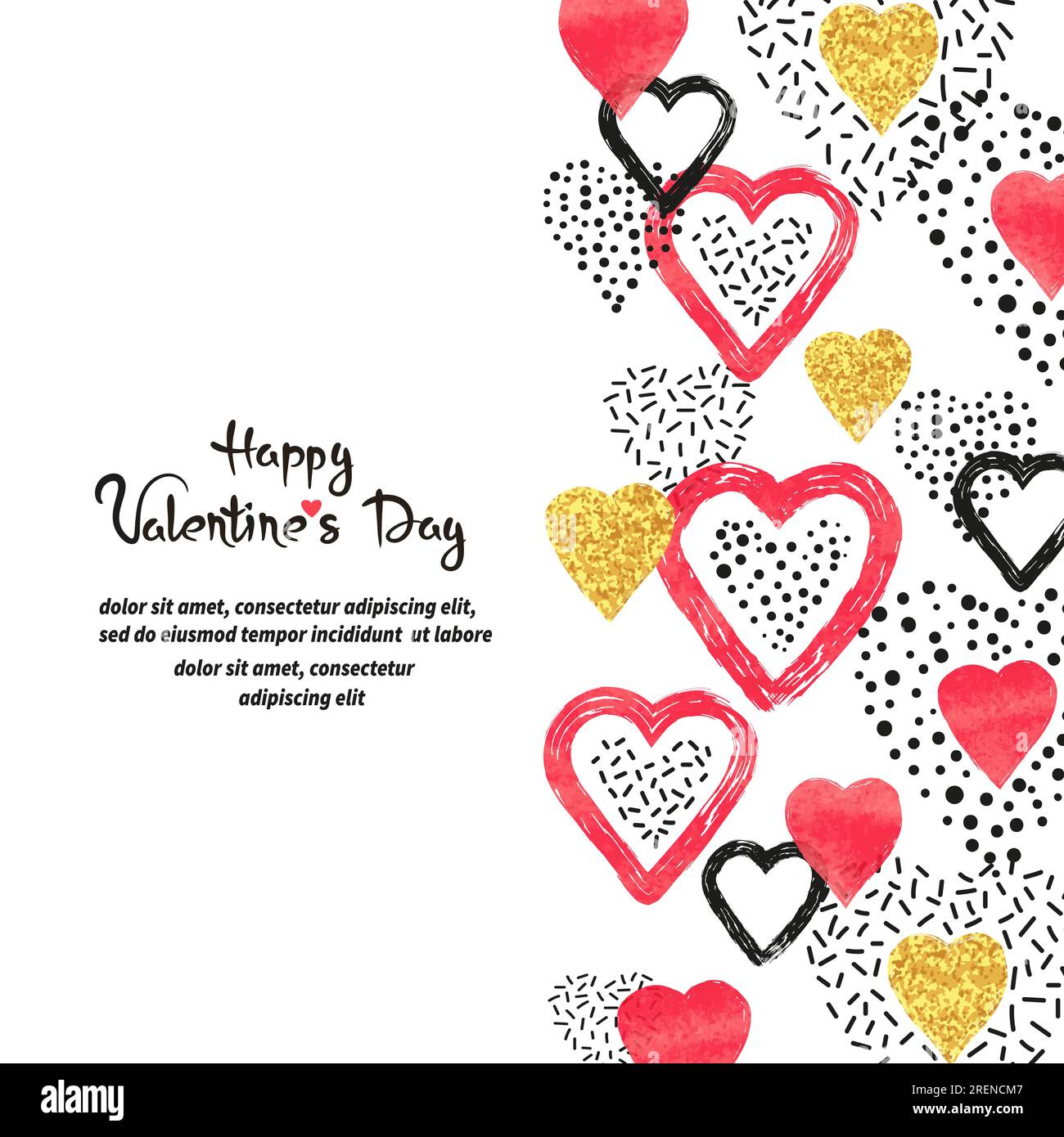 Valentine's Day vector background with abstract red hearts and place ...