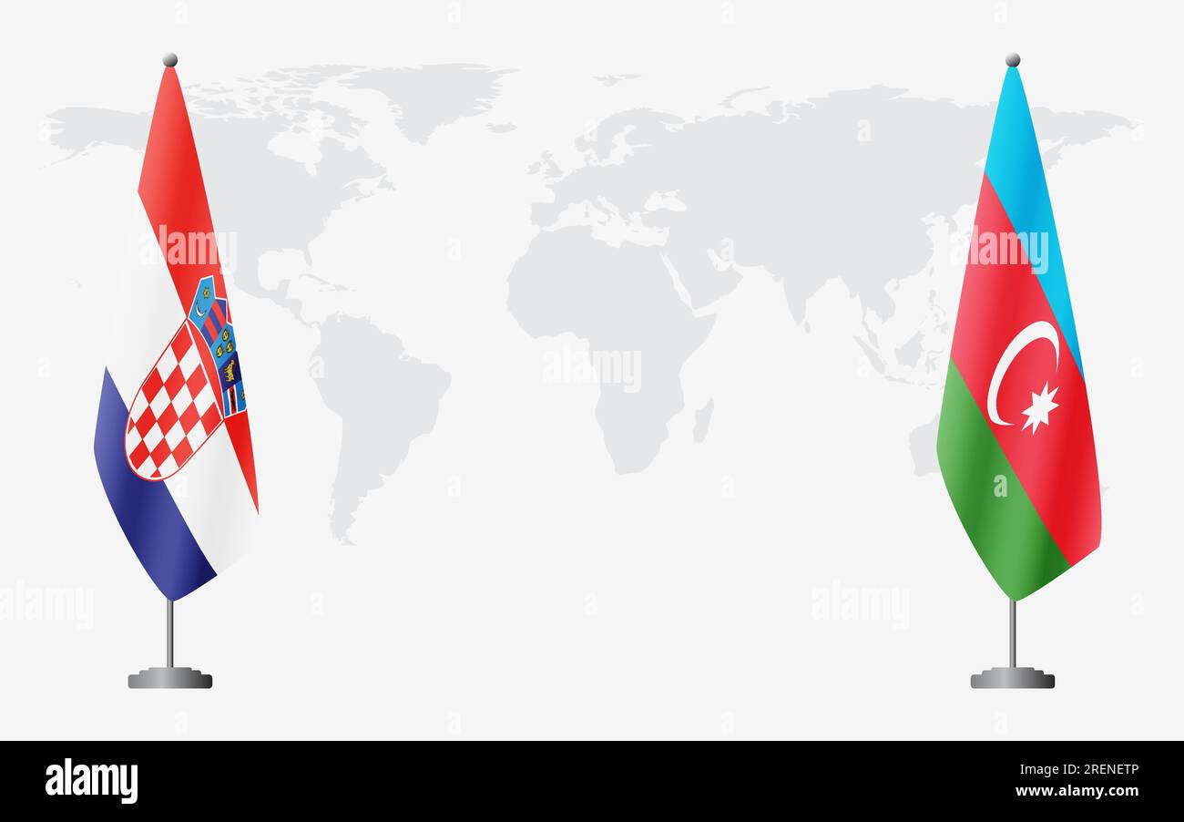 Croatia and Azerbaijan flags for official meeting against background of world map. Stock Vector