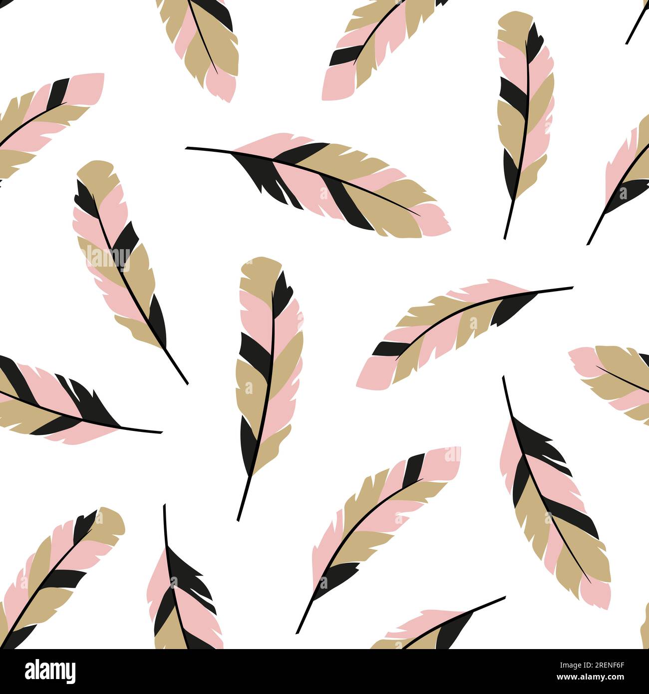 Seamless vector pattern with feathers. Stock Vector