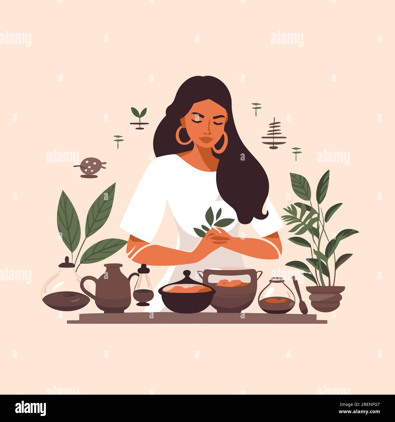 Ayurveda vector flat minimalistic isolated Stock Vector Image & Art Alamy