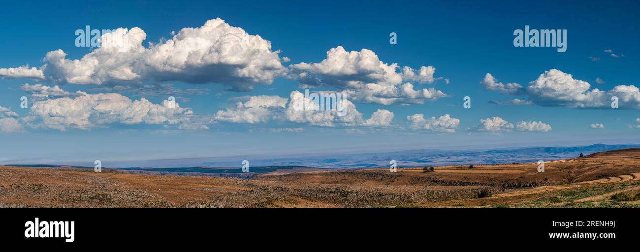 South Africa, panoramic landscape in Mpumalanga region, with hills and cumulus clouds Stock Photo