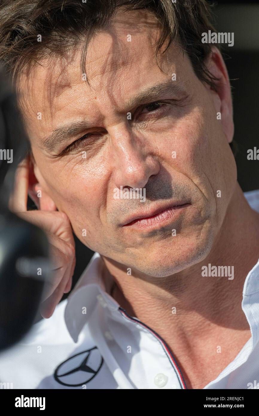 Stavelot, Belgium. 28th July, 2023. Mercedes-AMG Petronas team principal Toto Wolf is pictured after the qualification session at the Grand Prix F1 of Belgium race, in Spa-Francorchamps, Friday 28 July 2023. The Spa-Francorchamps Formula One Grand Prix takes place this weekend, from July 28th to July 30th. BELGA PHOTO JONAS ROOSENS Credit: Belga News Agency/Alamy Live News Stock Photo