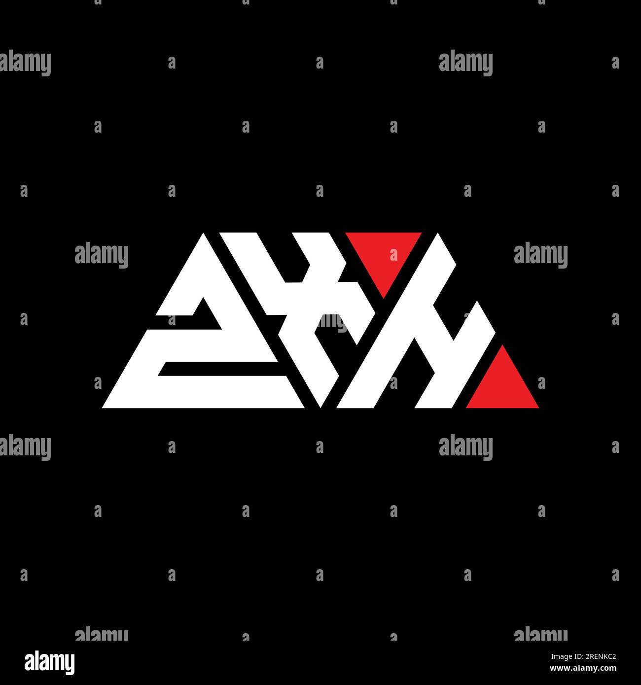 ZXH triangle letter logo design with triangle shape. ZXH triangle logo design monogram. ZXH triangle vector logo template with red color. ZXH triangul Stock Vector