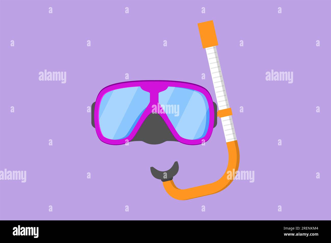 Cartoon flat style drawing diving or snorkel mask with tube for breathing. Snorkeling equipment. Attribute of travel, summer vacation on beach. Underw Stock Photo