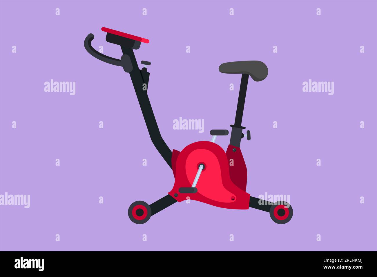 Graphic flat design drawing static bike fitness sport icon, logotype, label, symbol. Bicycle exercise machine. Stationary exercise bike gym. Static bi Stock Photo
