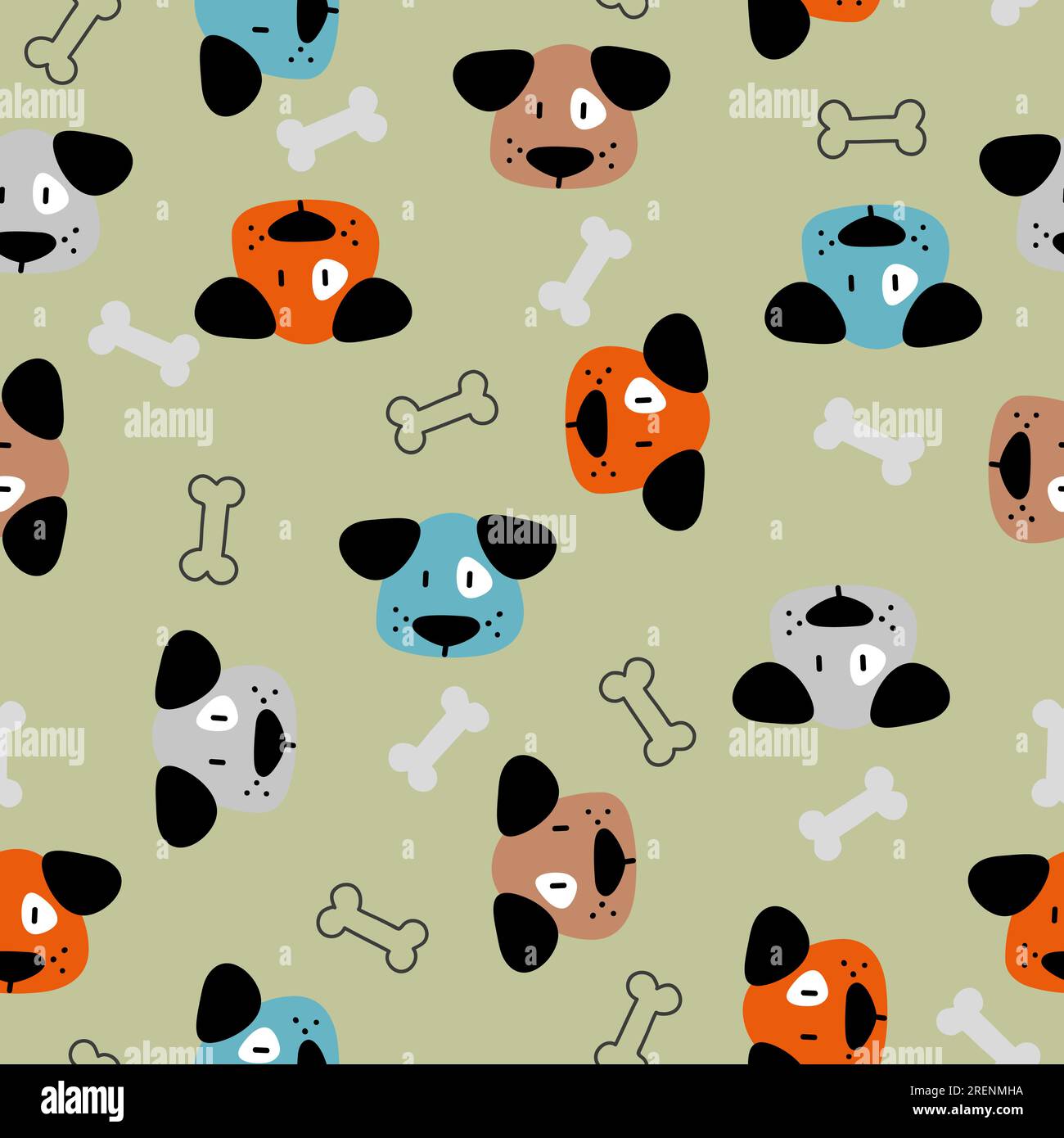 Seamless colorful childish pattern with cute dogs Stock Vector Image ...