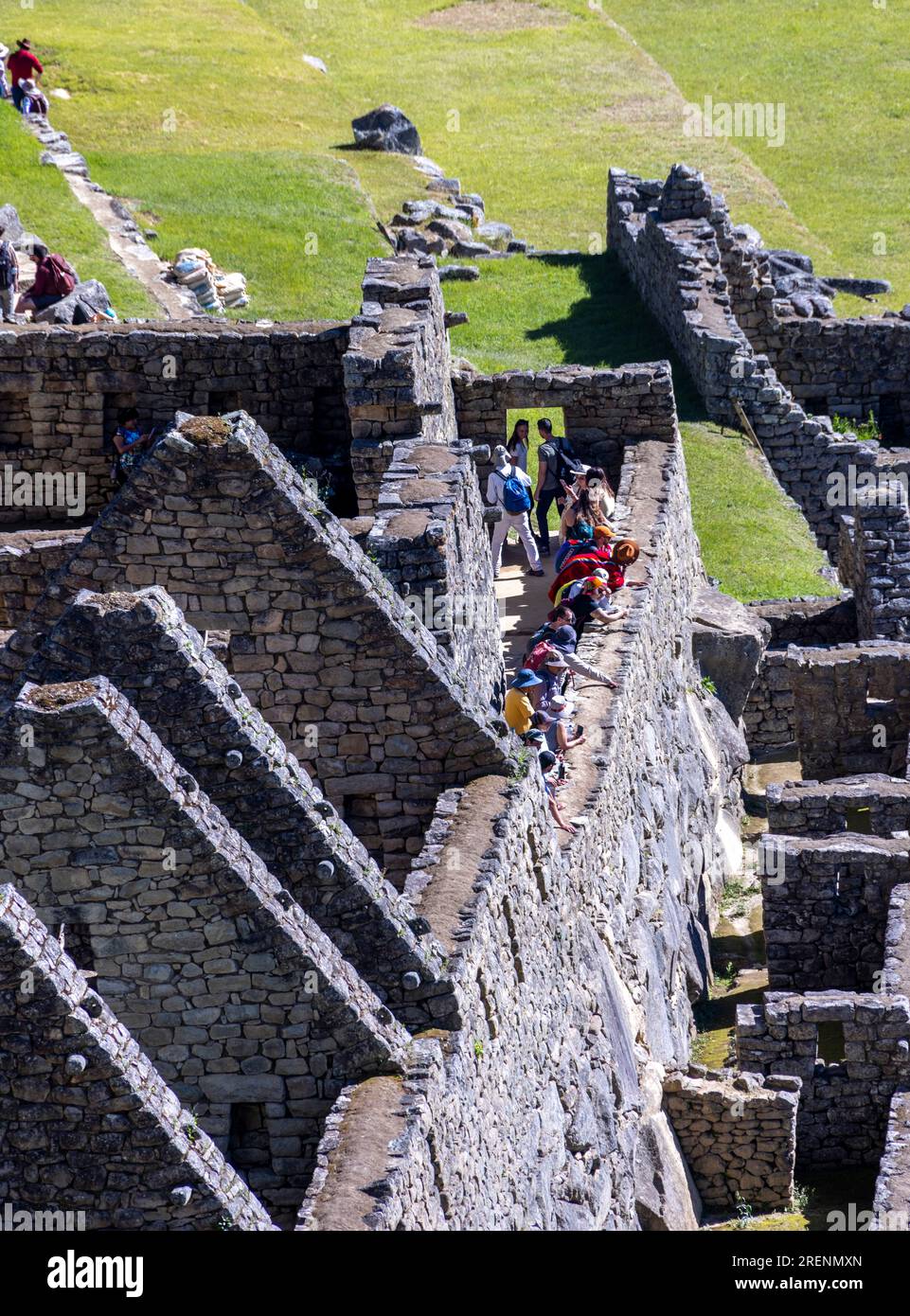 residential architecture, Inca ruins of Machu Picchu, Peru, South America Stock Photo