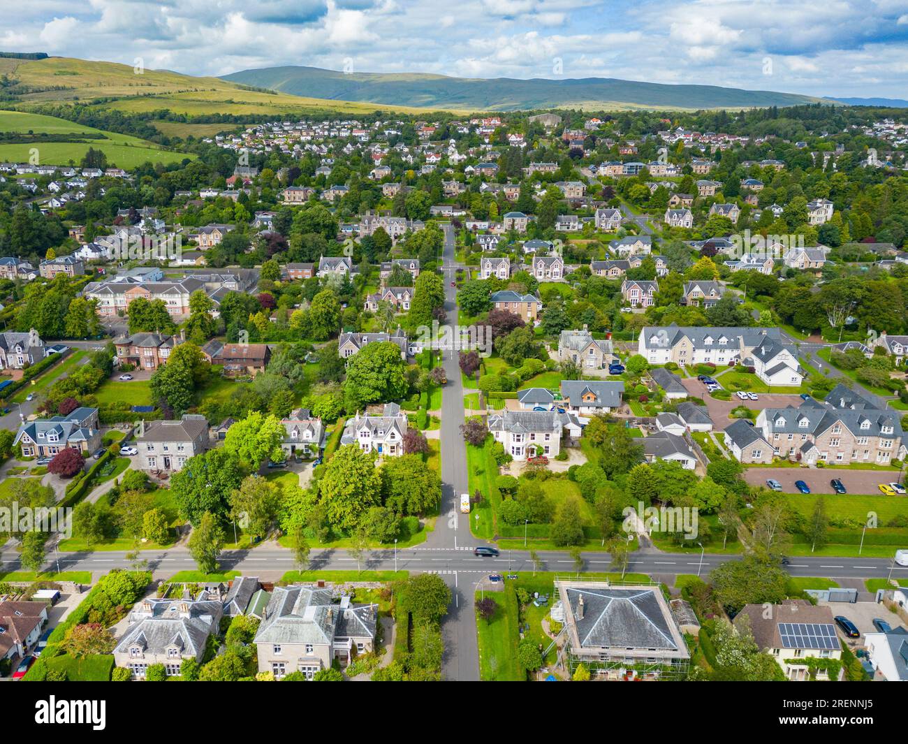 Aerial view from drone of large detached houses in Helensburgh, Argyll and Bute, Scotland, UK Stock Photo
