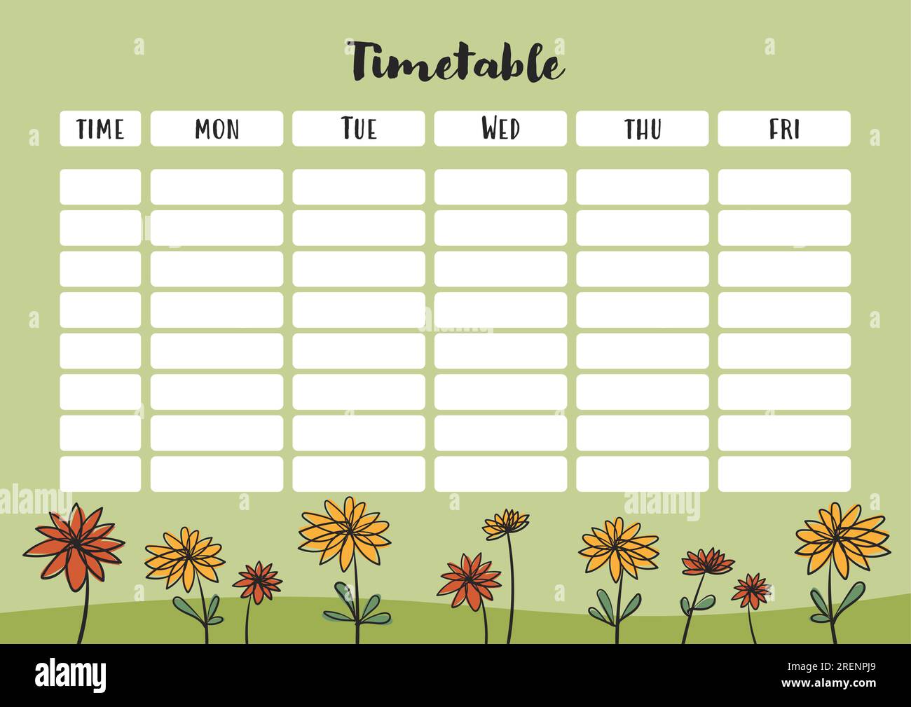 school-timetable-weekly-planner-with-flowers-stock-vector-image-art-alamy