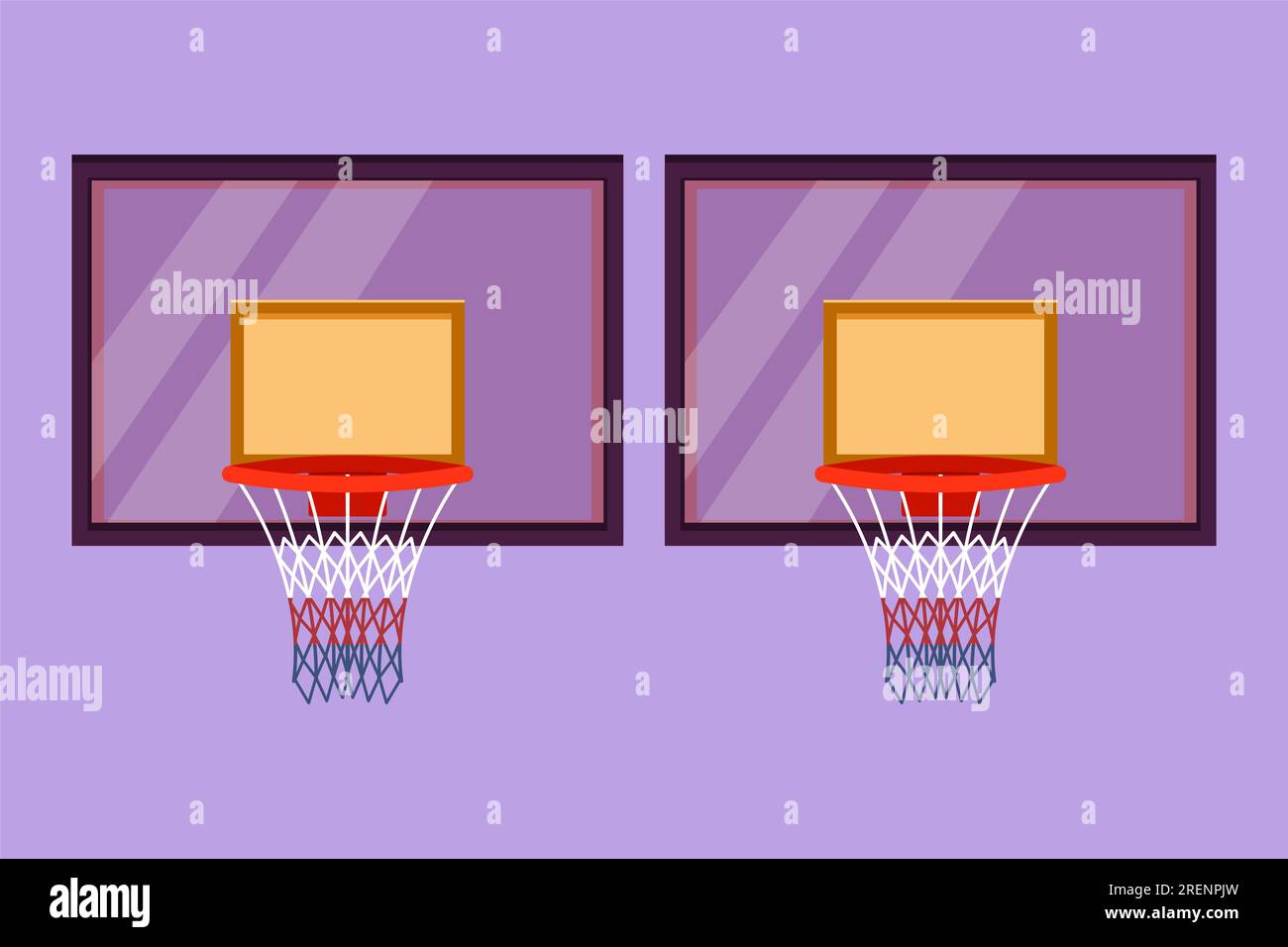 Cartoon flat style drawing basketball hoop or basketball basket logo,  template, label, icon, symbol. Net with round circle, equipment of sport  gym. Sp Stock Photo - Alamy