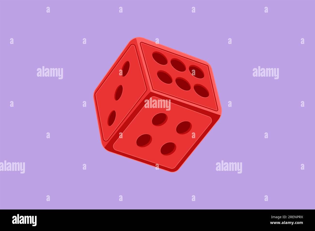 Character flat drawing stylized red dice logo, label, flyer, symbol