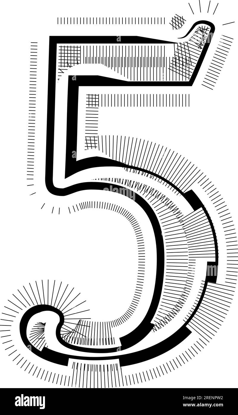 Modern abstract striped design with lines vector illustration Number 5 ...