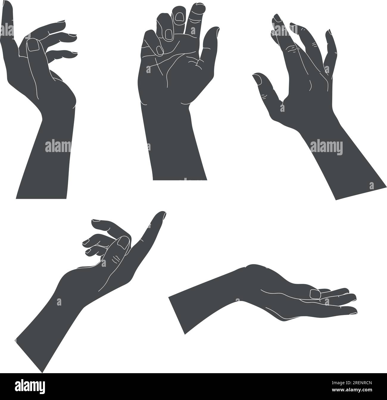 Set of paths drawing hand gestures, sketch vector illustration. Hand drawn  vector sketch collection of hand gestures Stock Vector by ©luisvv 389137610