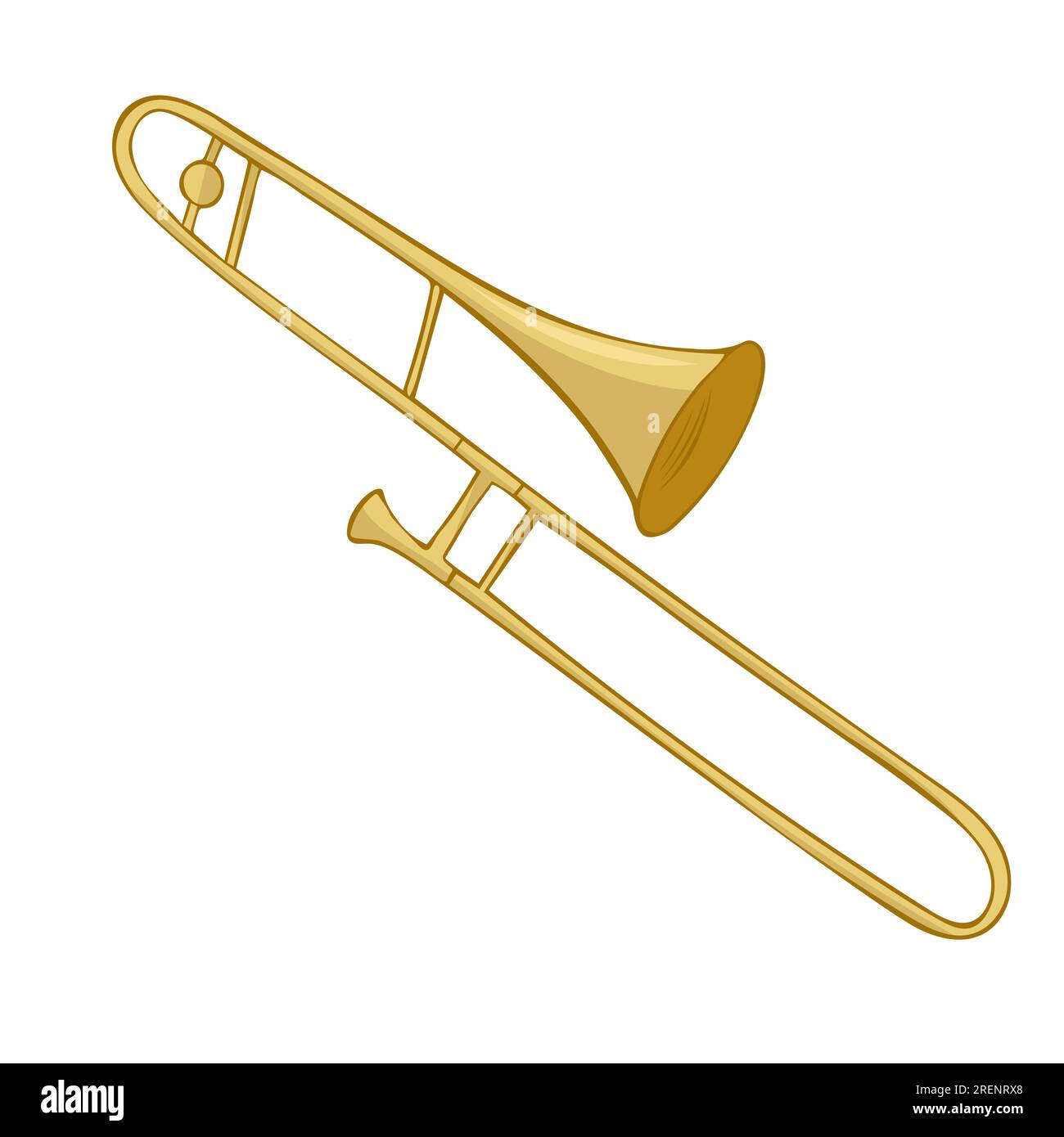 Hand drawn Gold trombone vector on white background Stock Vector Image