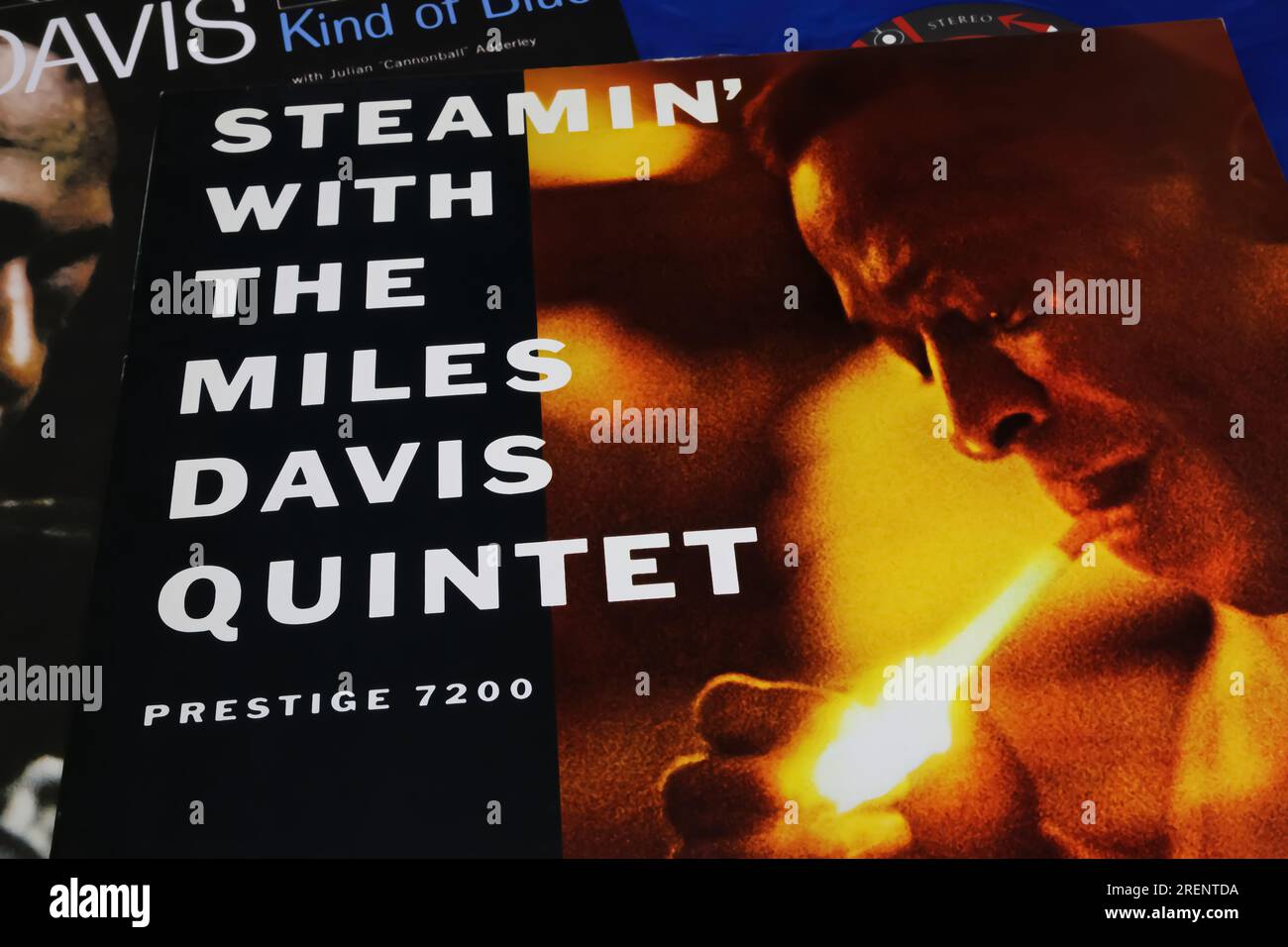 Viersen, Germany - June 9. 2023: Closeup of of vinyl record album jazz cover steamin with the Miles Davis quintet Stock Photo
