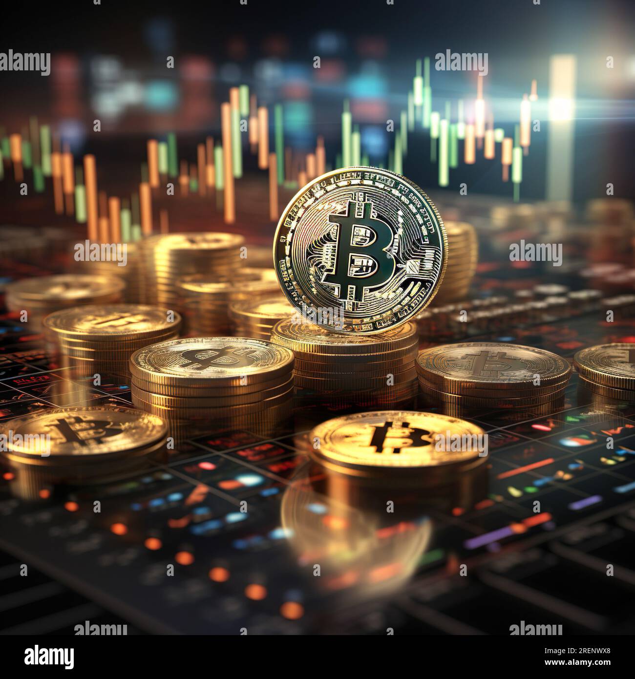 Bitcoin, cryptocurrency, blockchain and finance, the future of blockchain  technology and fintech in the financial markets Stock Photo - Alamy