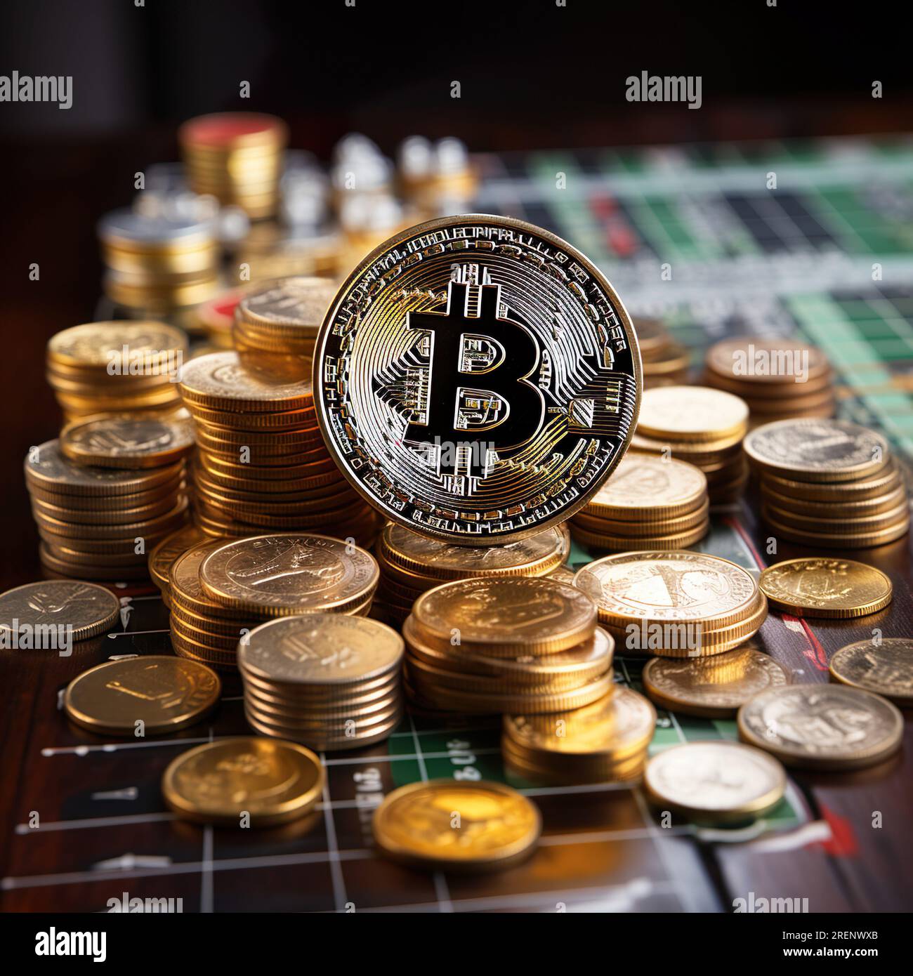 Bitcoin, cryptocurrency, blockchain and finance, the future of blockchain  technology and fintech in the financial markets Stock Photo - Alamy