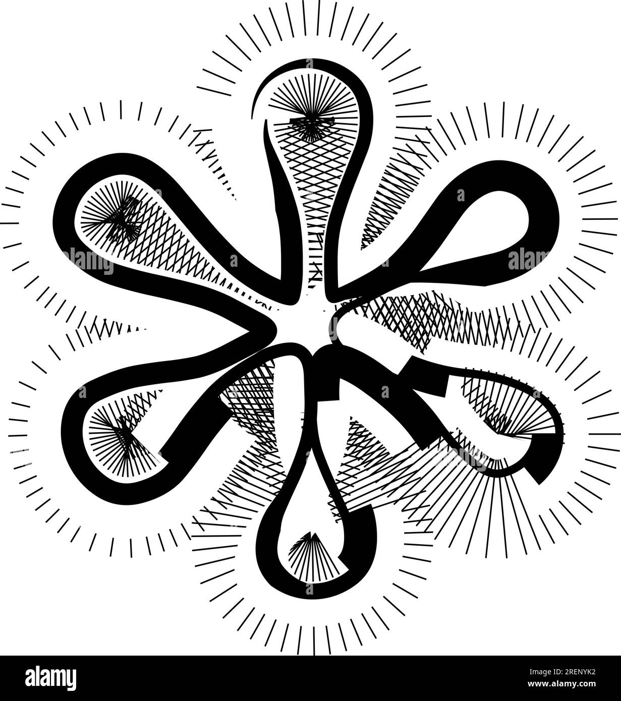 Modern abstract striped design asterisk symbol with lines vector ...