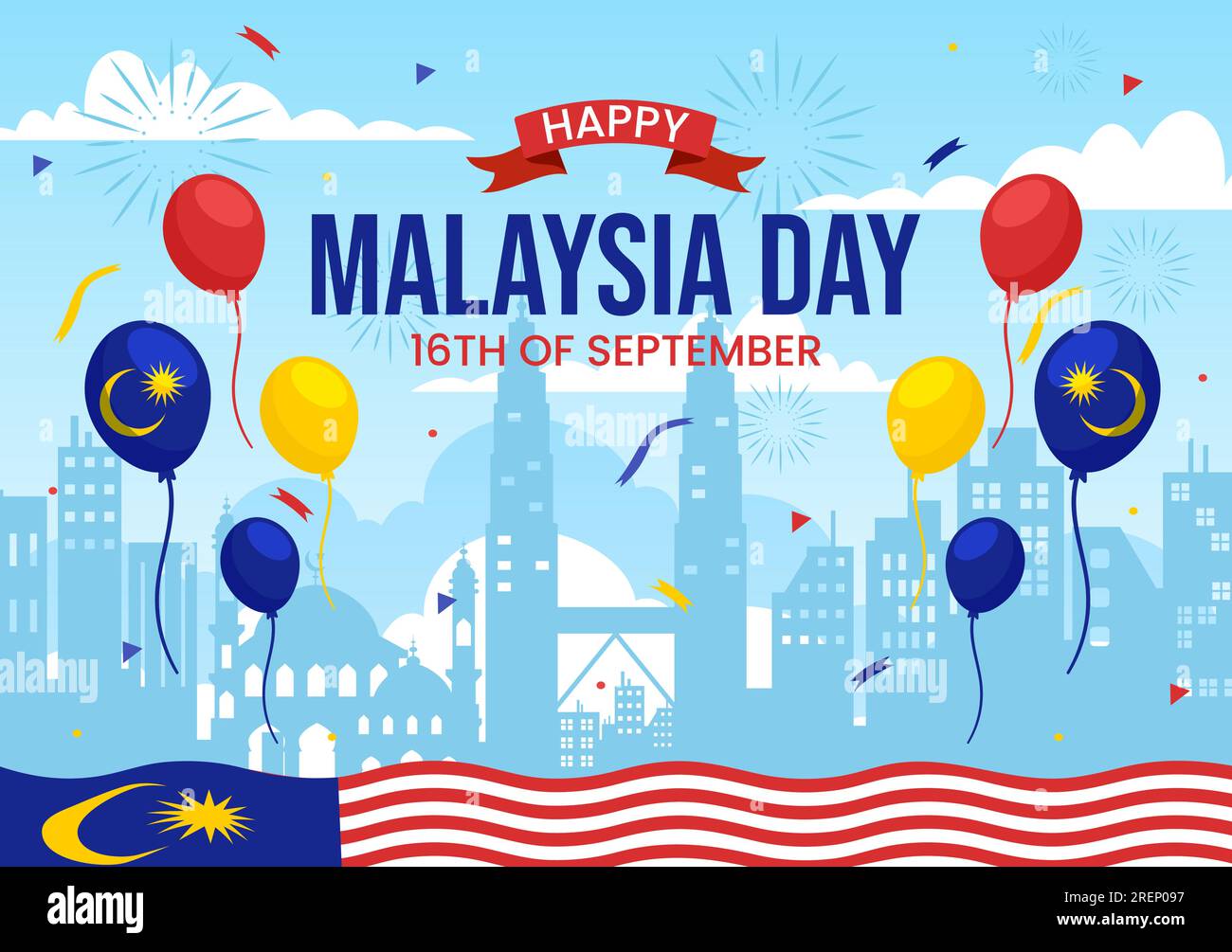 Happy Malaysia Day Celebration Vector Illustration on 16 September with ...