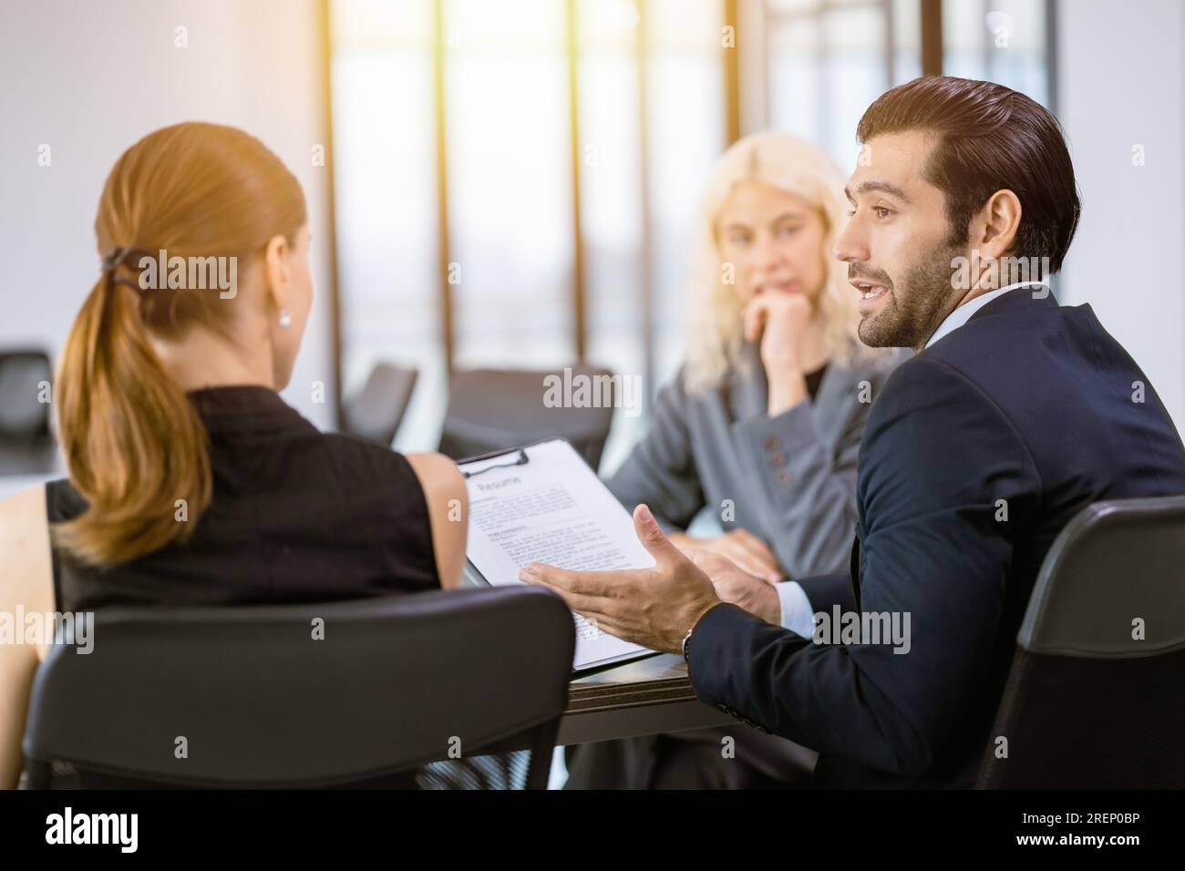 business manager businesspeople talking together conversation at office