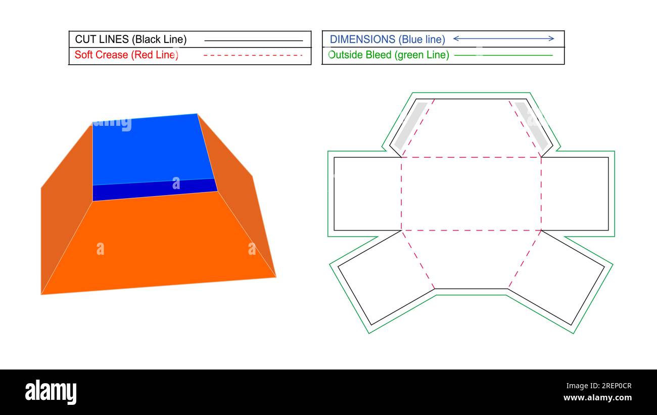 Pyramid sope box paper sope box editable die line template and 3D Pyramid sope box paper sope box editable die line template and 3D